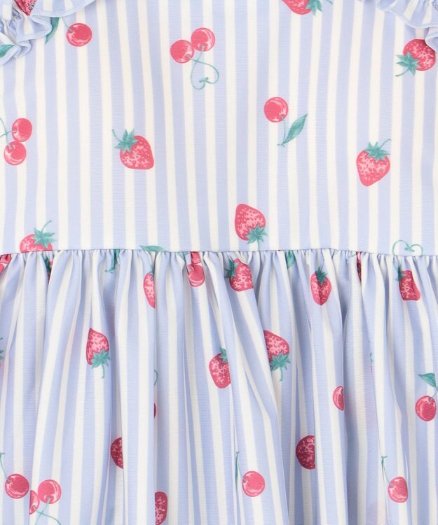 ANY KIDS ストライプ×フルーツ ワンピース 水着 サックスブルー系