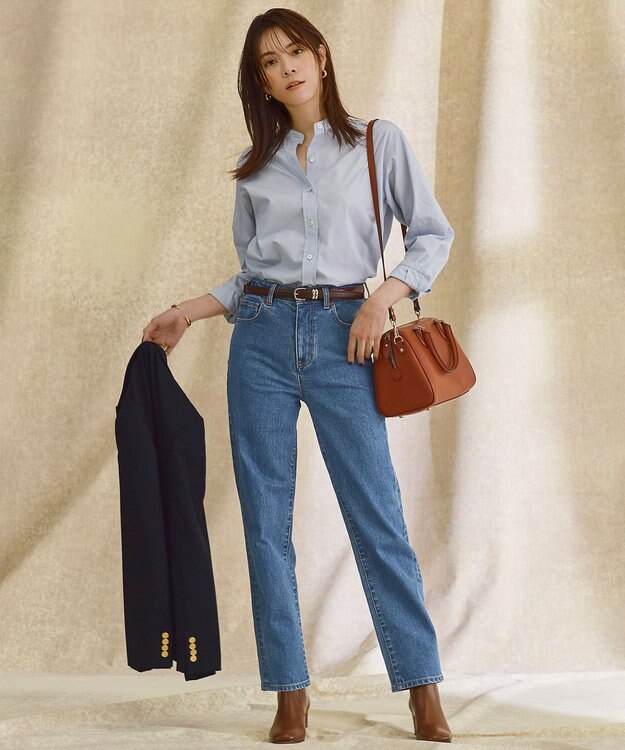 23区 【CLASSY.1月号掲載】CANCLINI バンドカラー シャツ サックス