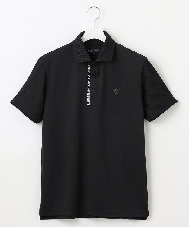 23区GOLF 【MEN】ストレッチ性抜群のハニカムメッシュコンビポロシャツ ブラック系