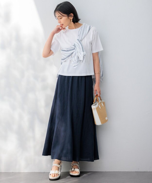 23区 L 【GLOW8月号掲載/接触冷感】半袖 クロップド IT TEE ホワイト系