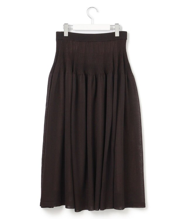 23区 L 【洗える】シャイニーシアーニット フレア スカート ダークブラウン系