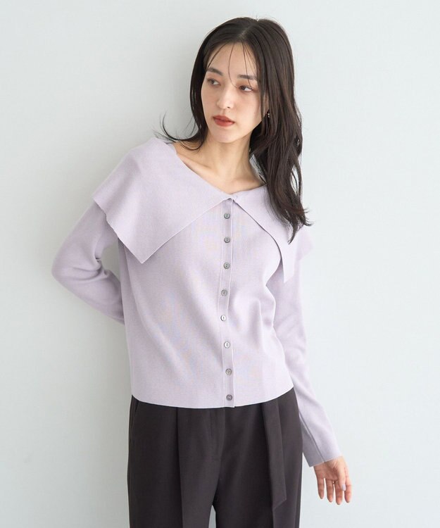 YECCA VECCA 2wayオフショルカラーカーディガン Lavender