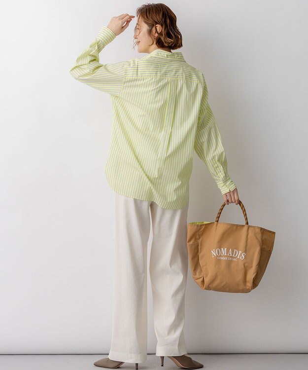 23区 リネンレーヨンストレッチ ワイドパンツ オフ系