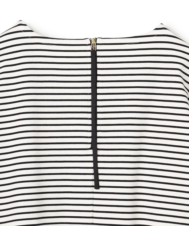 UNFILO L ハイツイストスムース バックZIP ボーダートップス オフ×ブラック