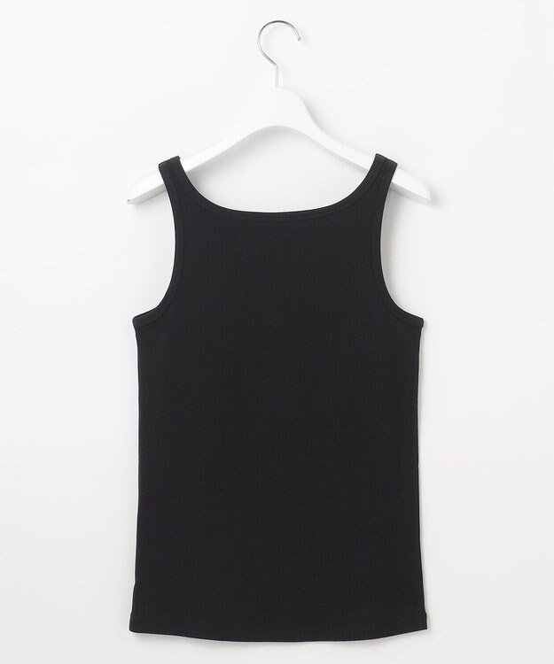 自由区 【洗える】ソフトリブテレコ タンクトップ ブラック