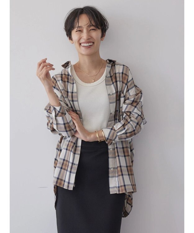 AMERICAN HOLIC イージーケアチェックシャツ Check Ivory