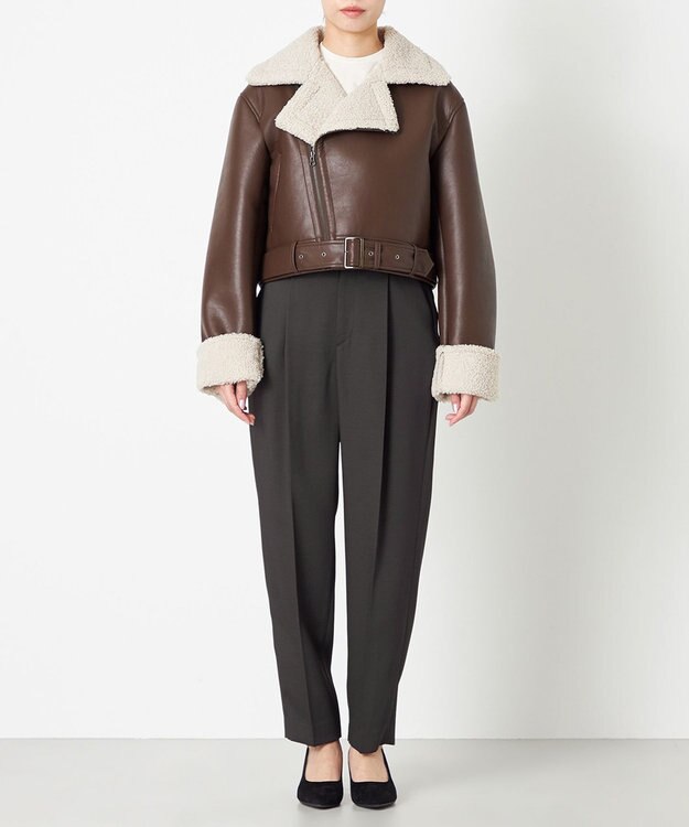 NAVE 【Nave】ヴィーガンムートン ライダースジャケット ブラウン系