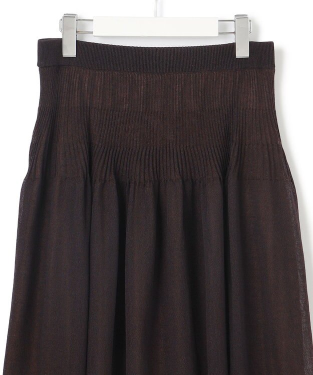23区 L 【洗える】シャイニーシアーニット フレア スカート ダークブラウン系