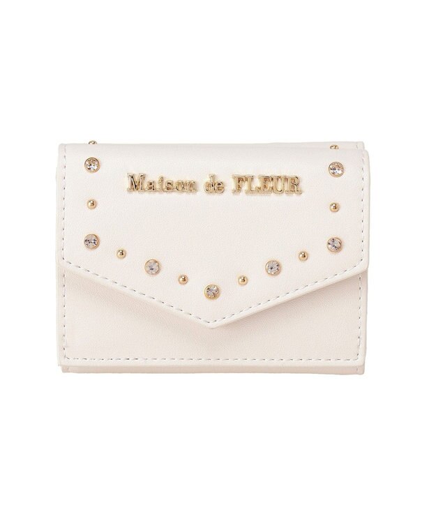 Maison de FLEUR ビジュースタッズプチウォレット Ivory