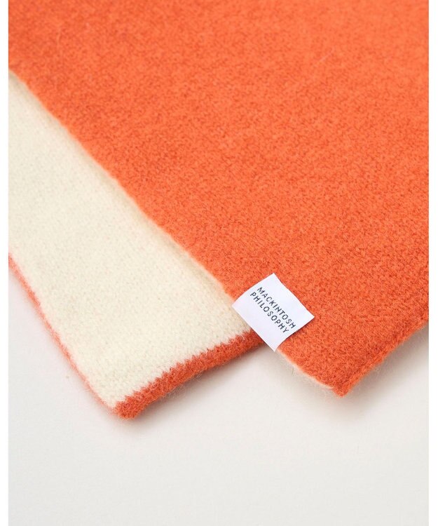 MOONBAT MACKINTOSH PHILOSOPHY(マッキントッシュ フィロソフィー）【ギフトBOX付】ウール100％ リバーシブル ニット マフラー ユニセックス 日本製 オレンジ