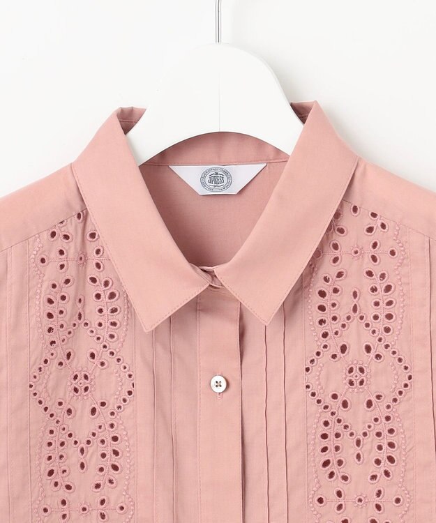 J.PRESS LADIES 【洗える】セルロースライト刺繍  シャツ ブラウス ローズピンク系