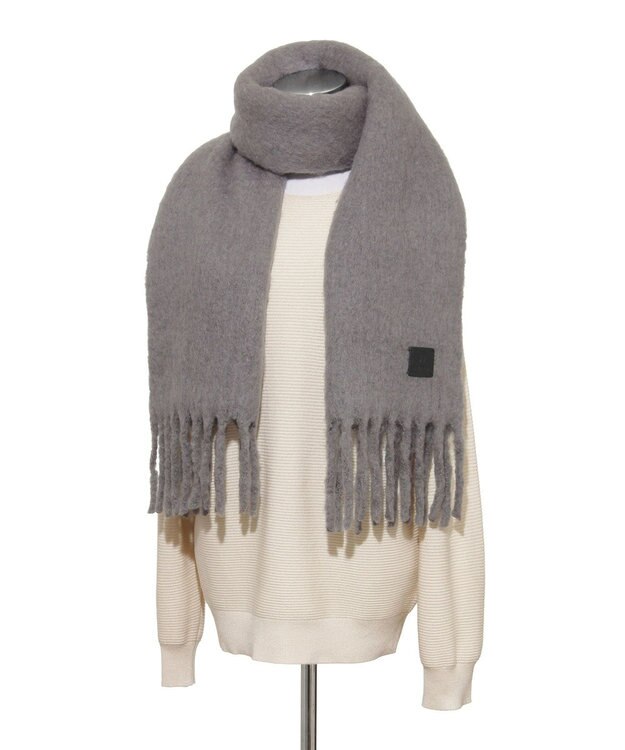 MOONBAT 【WEB限定】FURLA ウール混シャギー無地マフラー/幅40cm ダークグレー