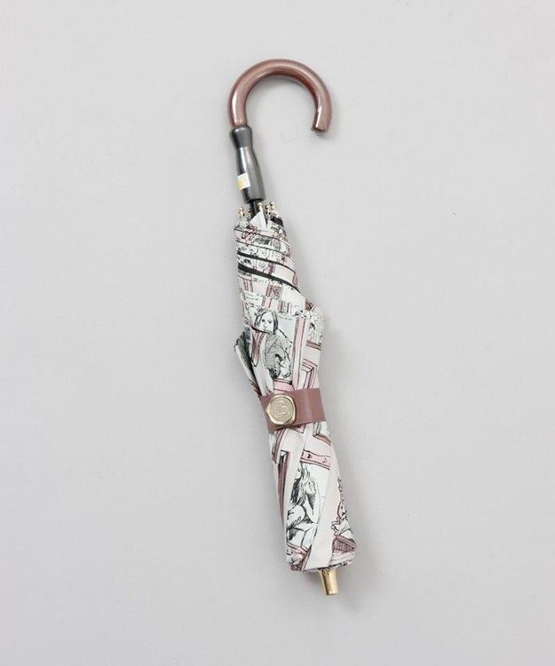 AURORA 【 Beaurance （ビューランス）】プリント額縁柄晴雨兼用傘（折りたたみ傘） ペールピンク