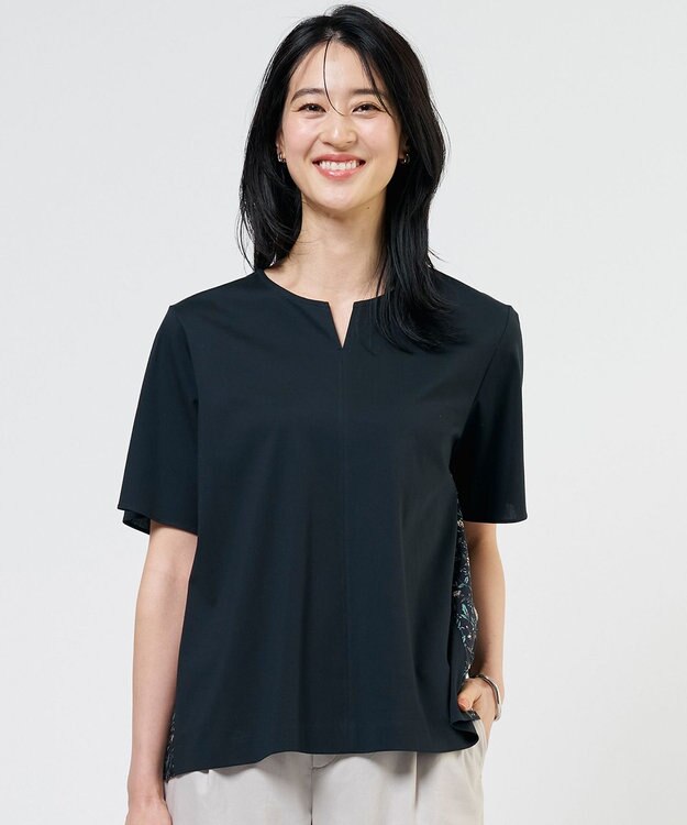 J.PRESS LADIES S 【一枚で着映え】LIBERTYコンビ バックデザイン カットソー ネイビー系