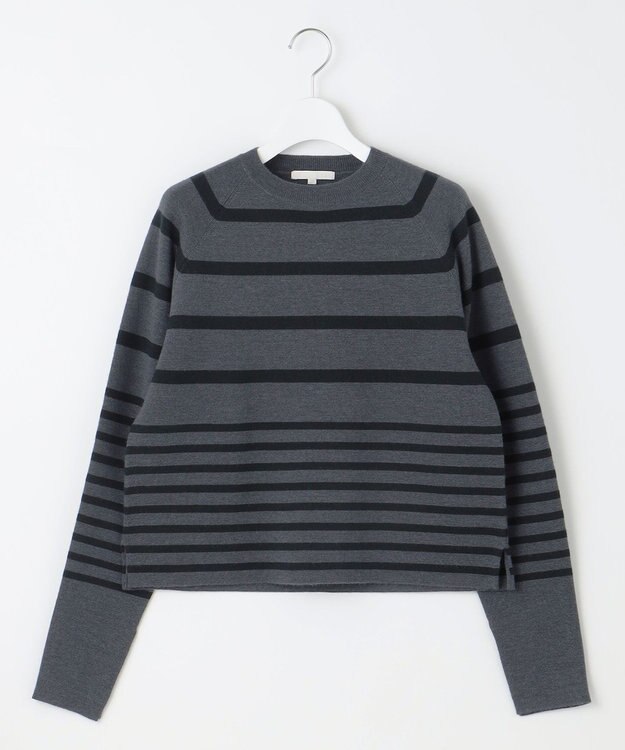 自由区 【スタイリストコラボ・洗える】ウールミラノボーダー ニット チャコール×ネイビー