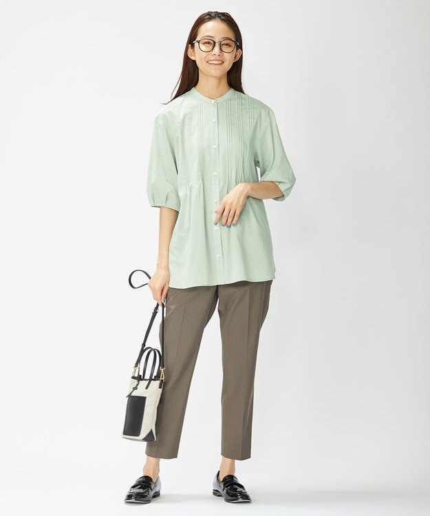 J.PRESS LADIES 【洗える・撥水・防汚】コットンFITTYシャーク テーパード パンツ ブラウン系