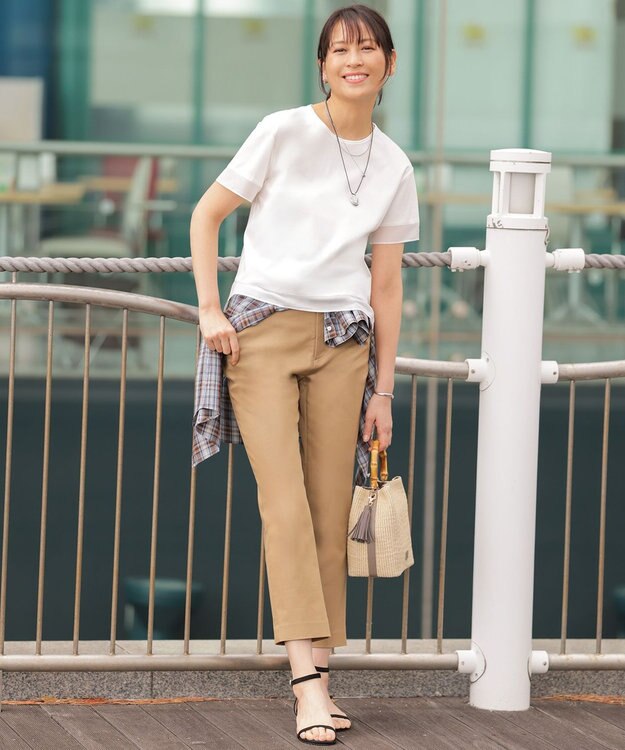 J.PRESS LADIES 【シーンレスに活躍】コットンスムース シアーデザイン カットソー ホワイト系