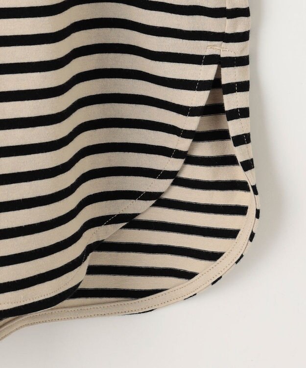 ANY リブポイントテールＴシャツ ベージュ×ブラック