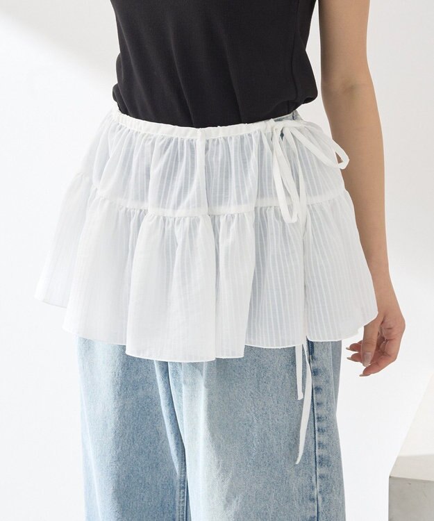 earth music&ecology シアーストライプラップスカート Off White