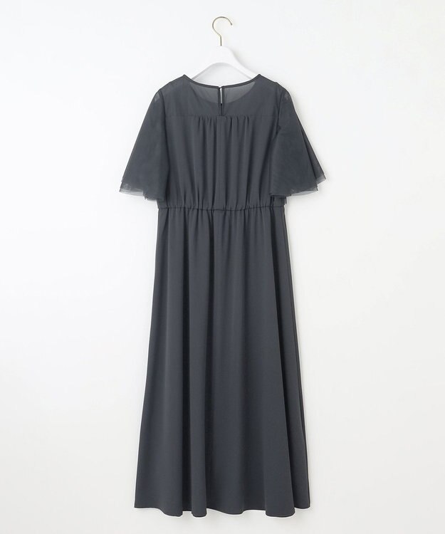 ANY SIS 【Lily Calin】ラッフルチュールフェイクパール ドレス スレート