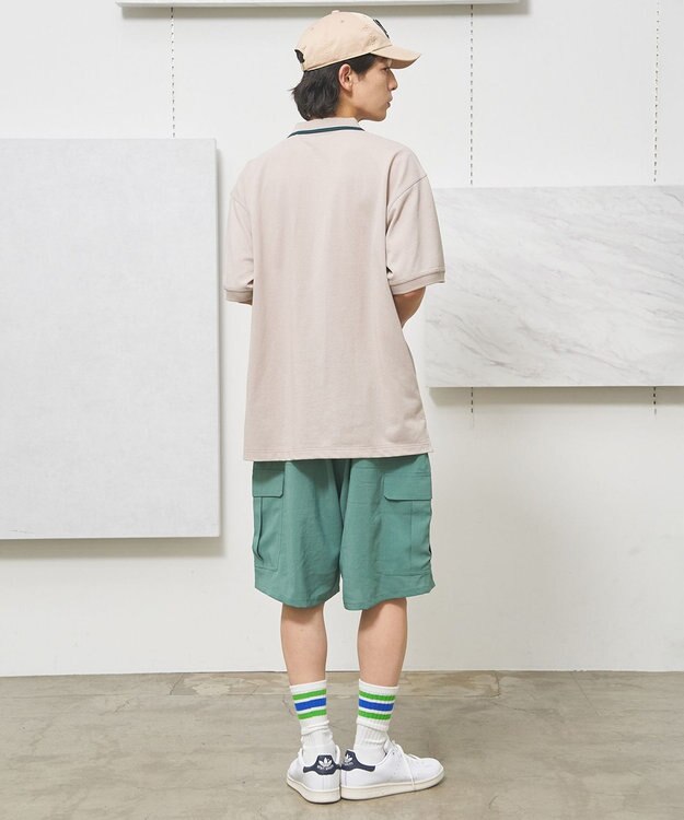 J.PRESS YORK STREET 【UNISEX】リネンライクイージーカーゴ ハーフパンツ ライトグリーン系