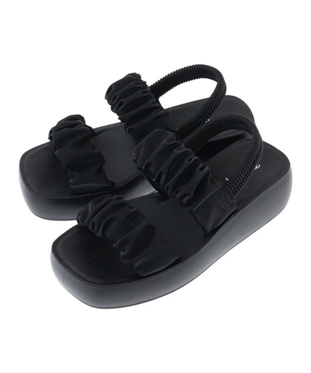 Green Parks ・ｒｉｃｈｂｌｕｅ　ギャザーアツゾコサンダル Black