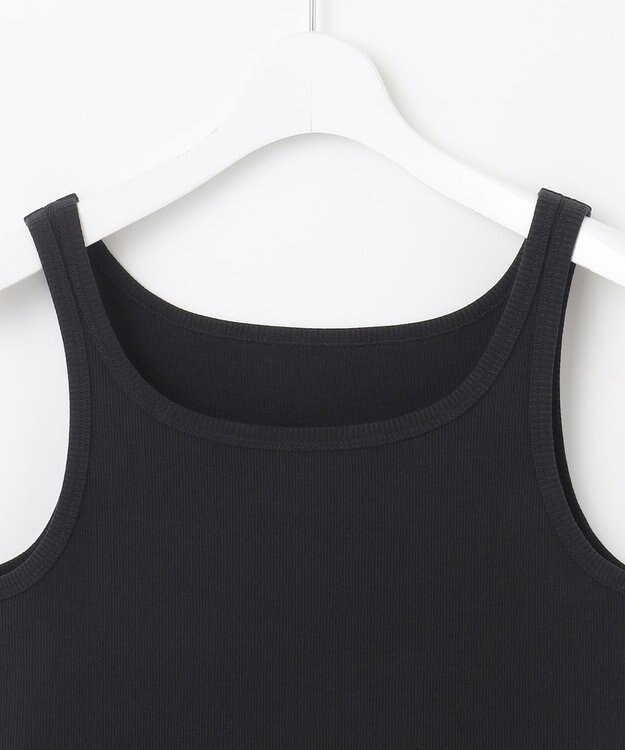 自由区 【洗える】ソフトリブテレコ タンクトップ ブラック