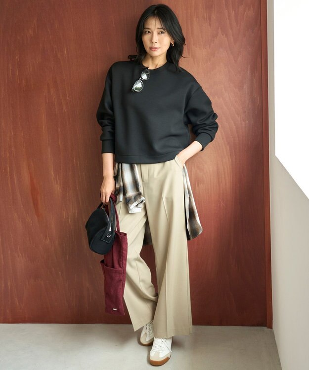 UNFILO L 【2WAY】BEAUTY FORM JERSEY ハーフZIP プルオーバー ブラック