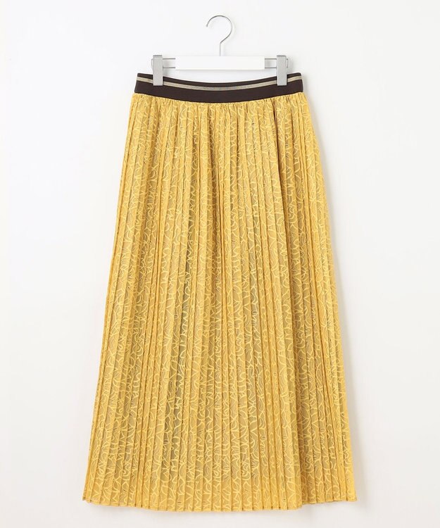 自由区 L 【セットアップ対応・ウエストゴム・洗える】ラッセルレース  スカート イエロー系