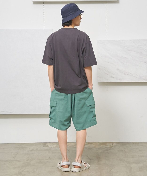 J.PRESS YORK STREET 【UNISEX】リネンライクイージーカーゴ ハーフパンツ ライトグリーン系