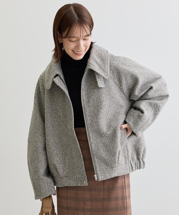 Green Parks ２ＷＡＹカラーコクーンブルゾン Gray Mixture