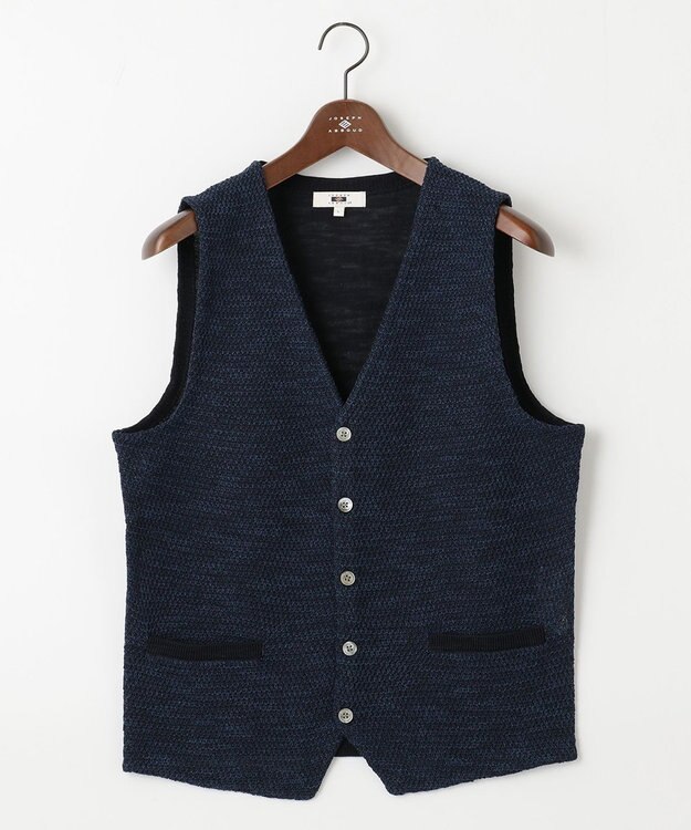 JOSEPH ABBOUD 【清涼感/軽い/洗える】 スラブギマニットベスト ネイビー系