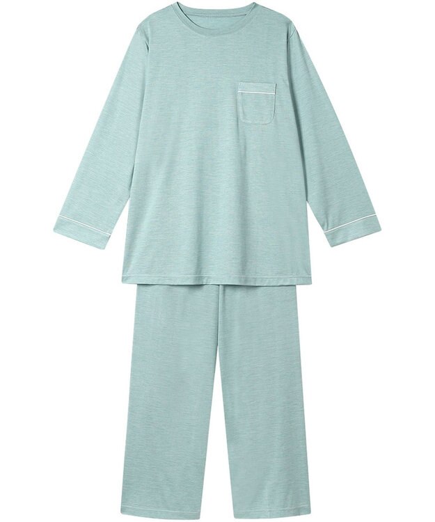 ワコール／睡眠科学 パジャマ シルク100%(本体) 天竺素材 長袖 長ズボン レディース YDX547 睡眠科学／ワコール グリーン