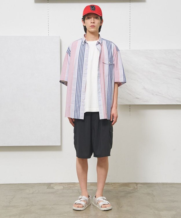 J.PRESS YORK STREET 【UNISEX】リネンライクイージーカーゴ ハーフパンツ ブラック系