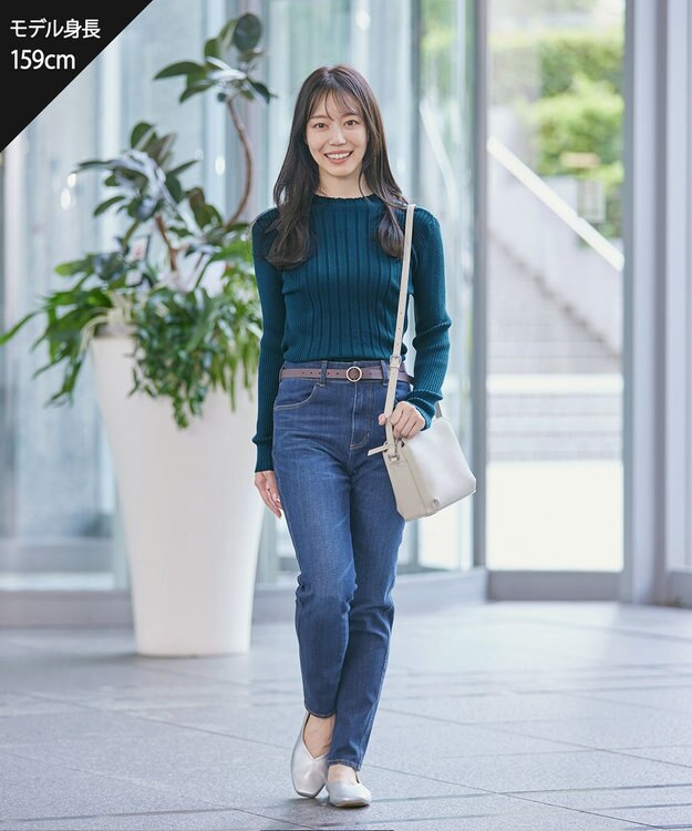 Tiaclasse 【洗える】ランダムリブニットプルオーバー ターコイズ