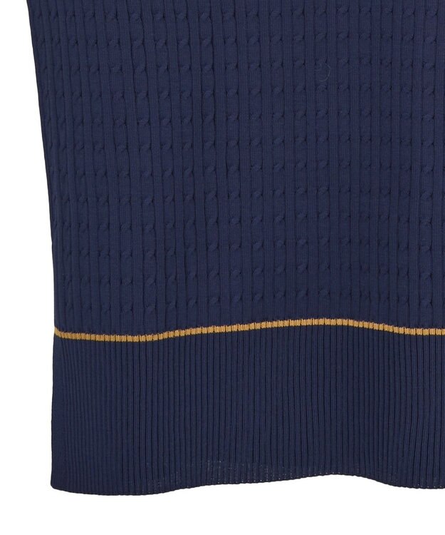 Green Parks 裾ラインケーブルニットベスト Navy