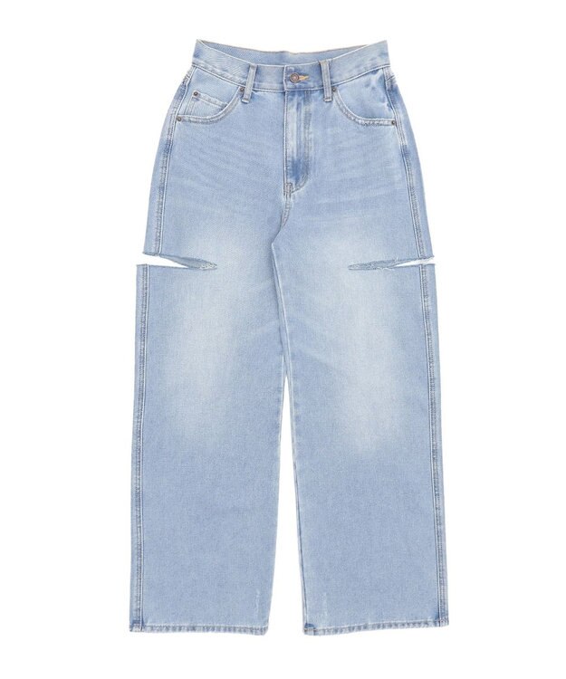 WEGO 【SMサイズ展開】サイドカットデニムストレートパンツ デニム淡色