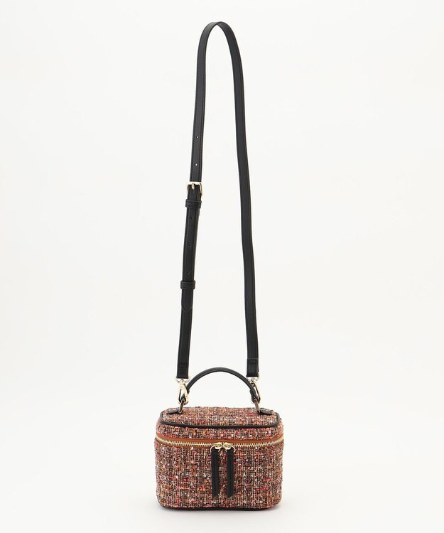 自由区 ラメノットファンシーツイードヴァニティ バッグ オレンジ系