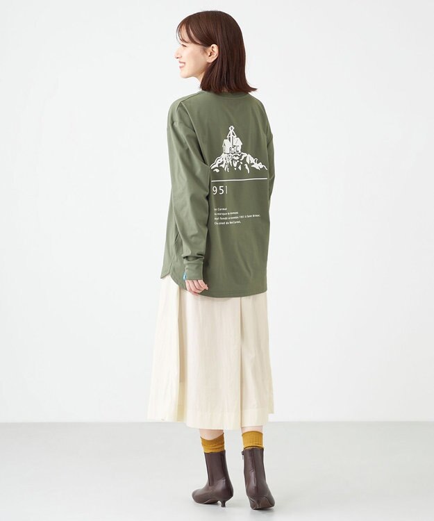 SHARE PARK LADIES 【UNISEX】吸水速乾 LMCバックプリントロングスリーブTシャツ（S・Mサイズ） オリーブ