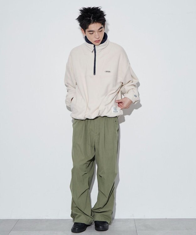 WEGO DISCUSフリースハーフジップPO ホワイトアイボリー