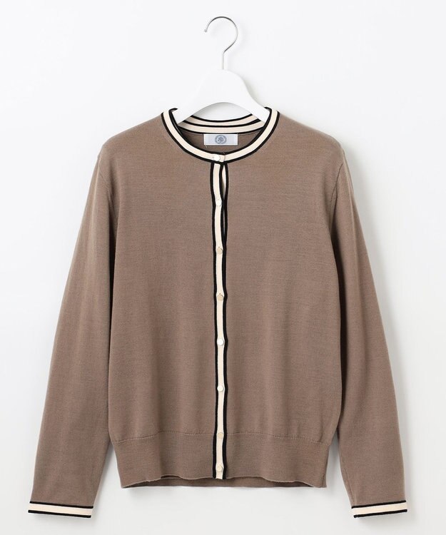 J.PRESS LADIES L 【洗える】トリムツイン ニット モカ系