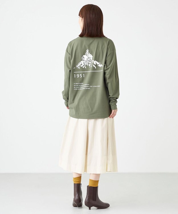 SHARE PARK LADIES 【UNISEX】吸水速乾 LMCバックプリントロングスリーブTシャツ（S・Mサイズ） オリーブ