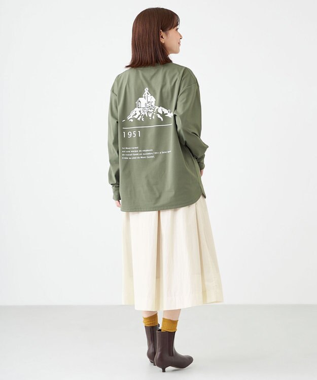 SHARE PARK LADIES 【UNISEX】吸水速乾 LMCバックプリントロングスリーブTシャツ（S・Mサイズ） オリーブ