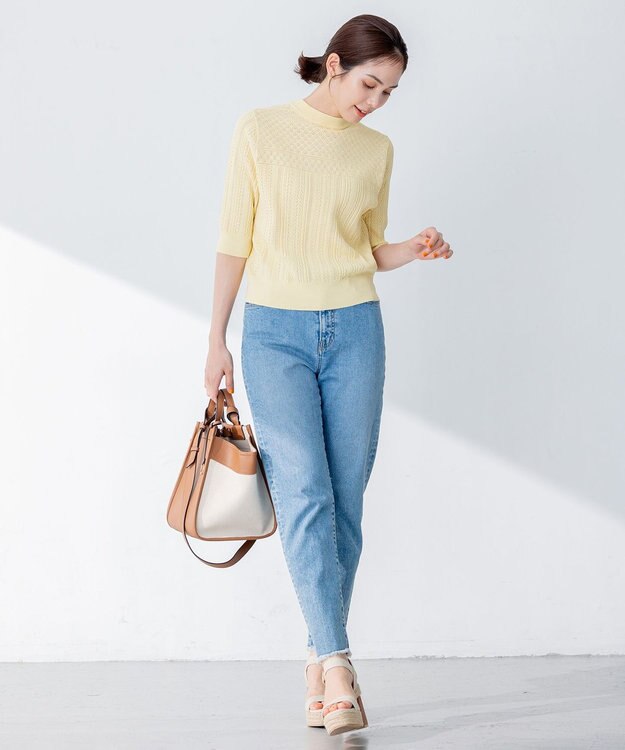 組曲 【前後着用可】MINAレーシーニット カーディガン イエロー系9