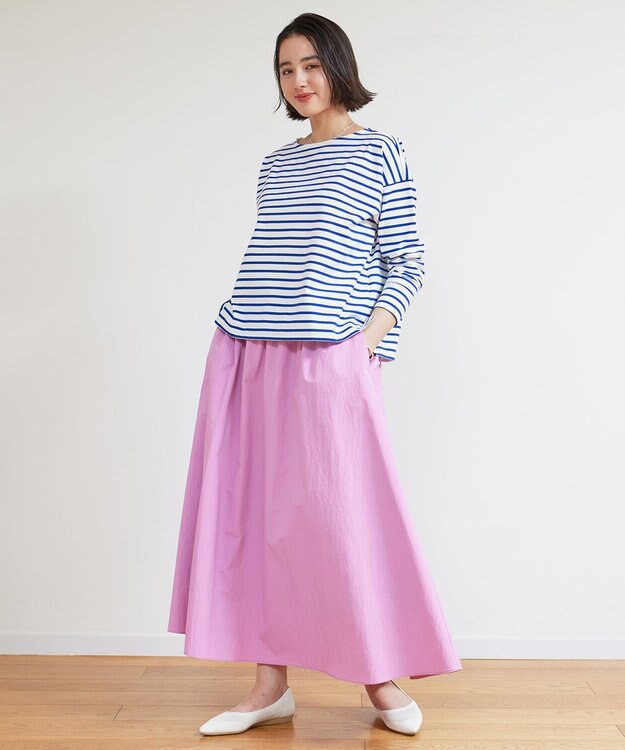 UNFILO 【マシンウォシャブル】ボーダーワイドT ブルー