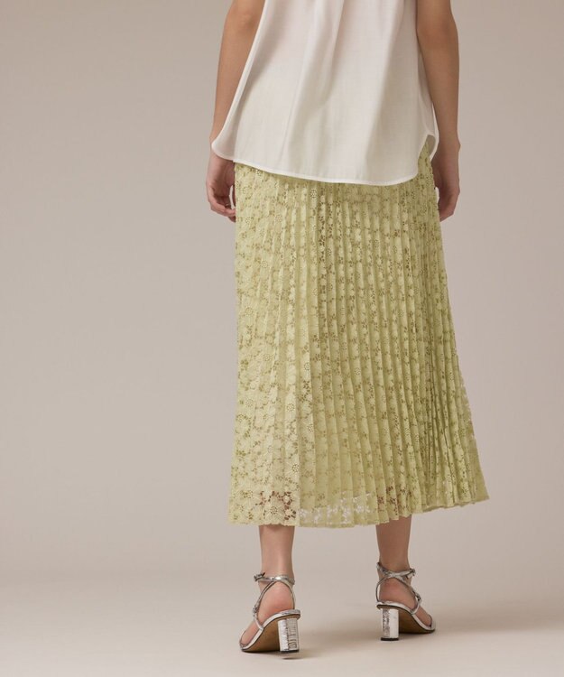 GRACE CONTINENTAL レースプリーツスカート ライトグリーン