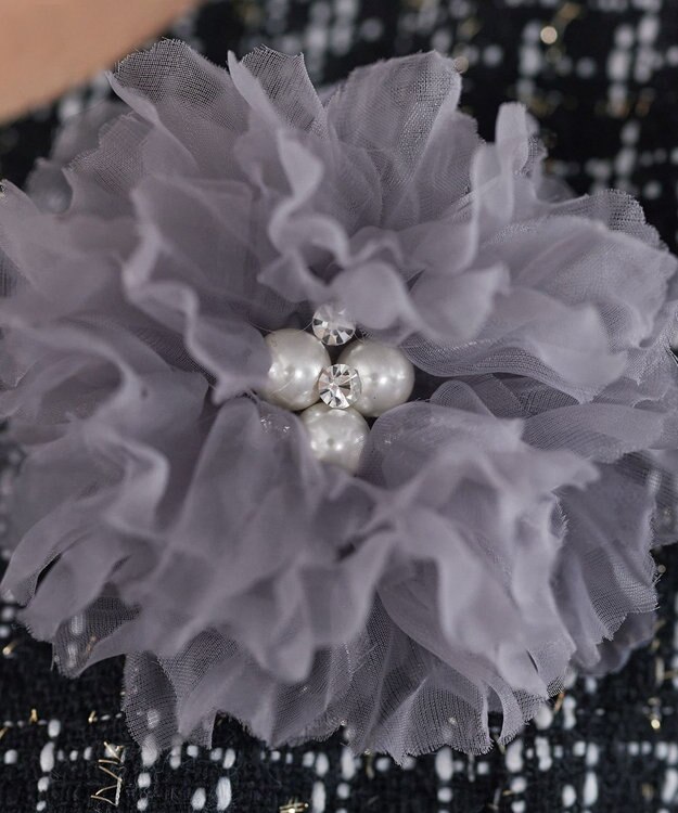 Tiaclasse チュールフラワーコサージュ パープルグレー