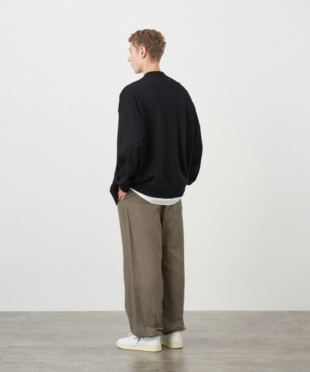 ATON WOOL WASHI | オーバーサイズカーディガン - UNISEX BLACK