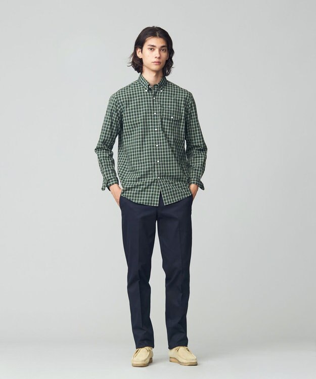 J.PRESS MEN ドビー マルチチェック シャツ グリーン系3