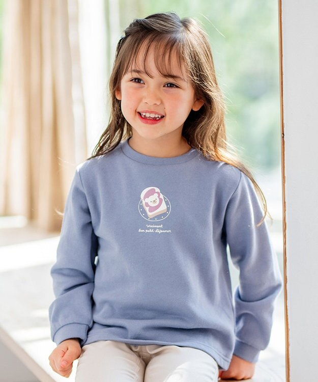 ANY KIDS 【春まで主役】アニマル発泡プリントトレーナー サックスブルー